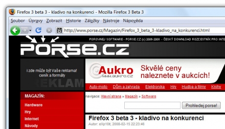 Firefox 3 beta 3 - kladivo na konkurenci