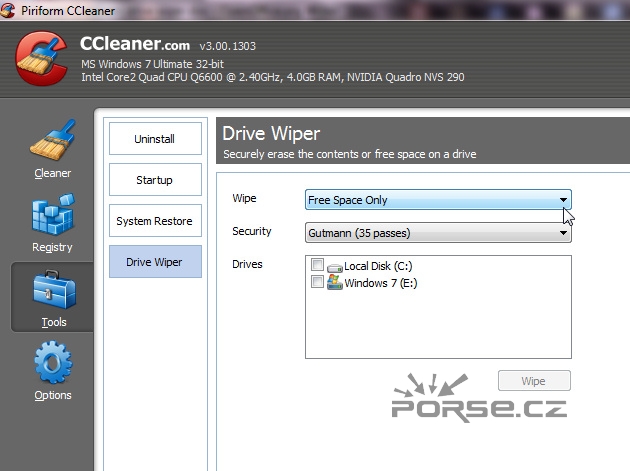 wipe free space ccleaner wipe free space ccleaner
